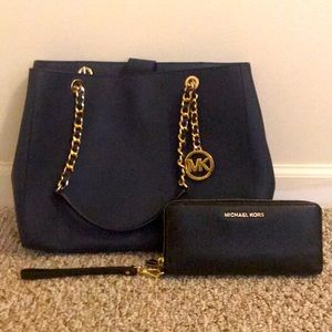 Michael Kors satchel handbag and wallet